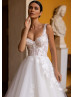 Ivory Embroidered Lace Tulle Wedding Dress With Detachable Sleeves